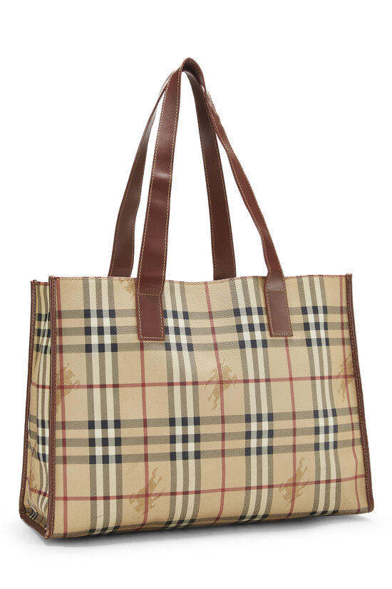 Brown Haymarket Check Coated Canvas Tote Large, , large image number 1