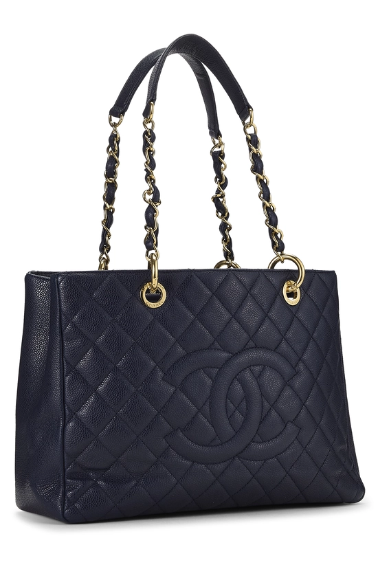 Navy Quilted Caviar Grand Shopping Tote (GST), , large image number 1