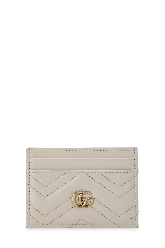 Beige Leather GG Marmont Card Case, , large image number 0