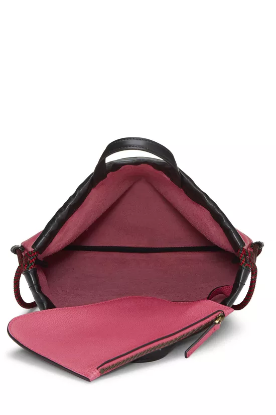 Pink Leather Logo Print Drawstring Backpack, , large image number 5