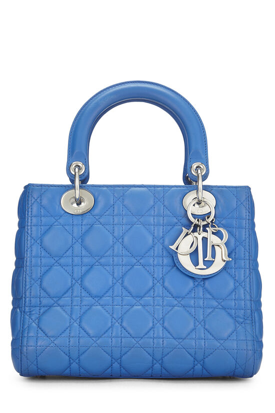 Blue Cannage Quilted Lambskin Lady Dior Medium, , large image number 0