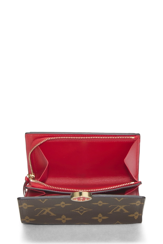 Red Monogram Canvas Flore Compact Wallet, , large image number 3