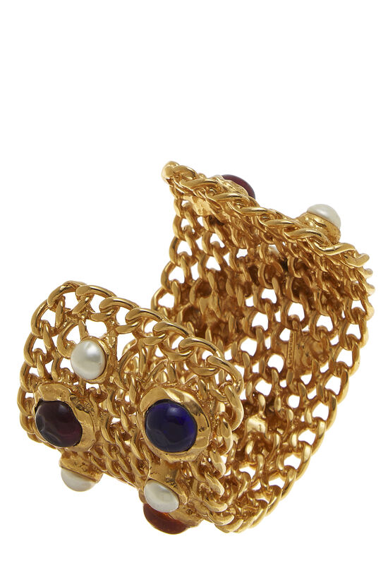 Gold & Multicolor Gripoix Chain Cuff, , large image number 1