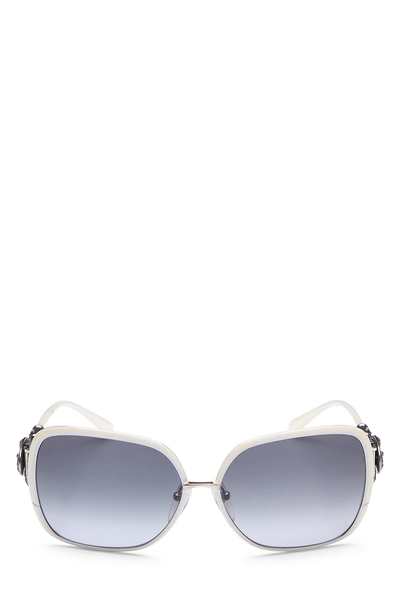 White Acetate Slunt Sunglasses