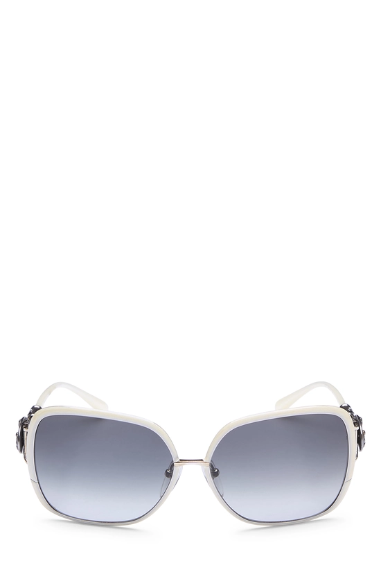 White Acetate Slunt Sunglasses, , large image number 0