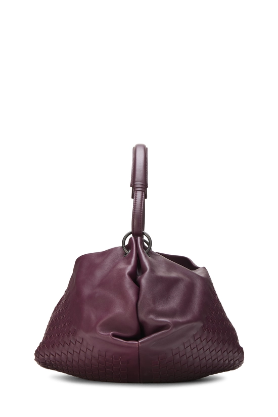 Burgundy Intrecciato Leather Aquilone Fortune Cookie Hobo, , large image number 2