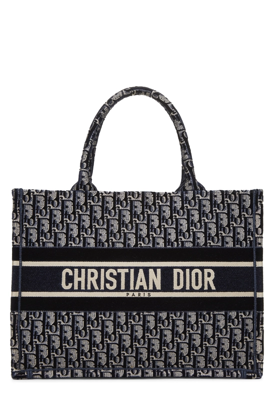 Navy Embroidered Canvas Book Tote Medium, , large image number 0