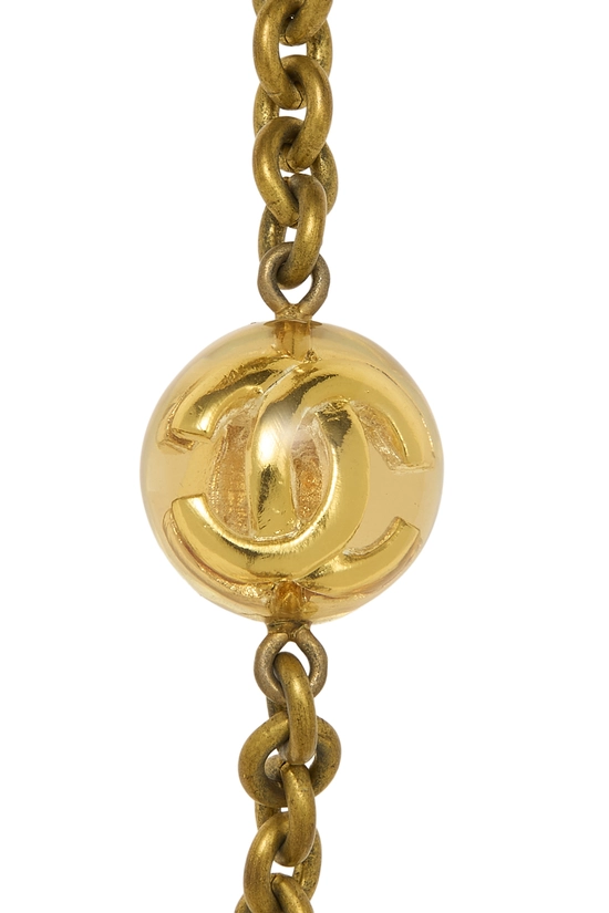 Gold Round 'CC' Beaded Chain Necklace, , large image number 1