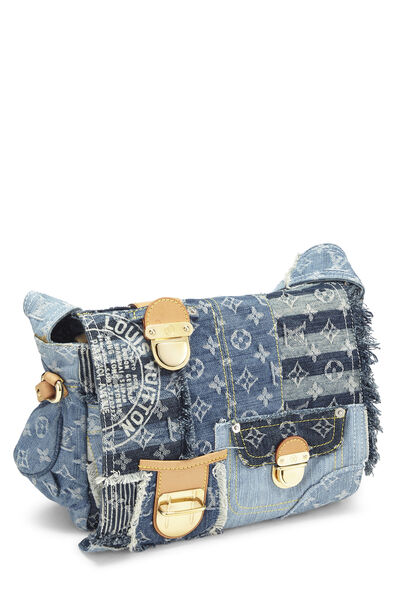 Blue Denim Patchwork Posty, , large