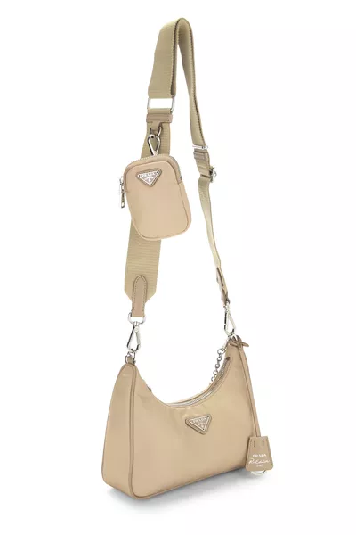 Beige Tessuto Re-Edition 2005 Hobo Mini, , large