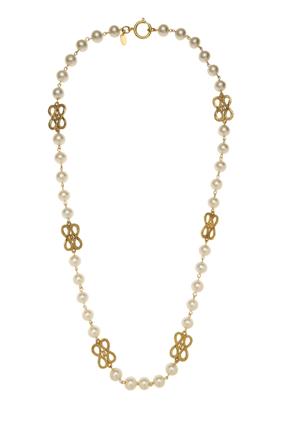 Gold & Faux Pearl Infinity Necklace