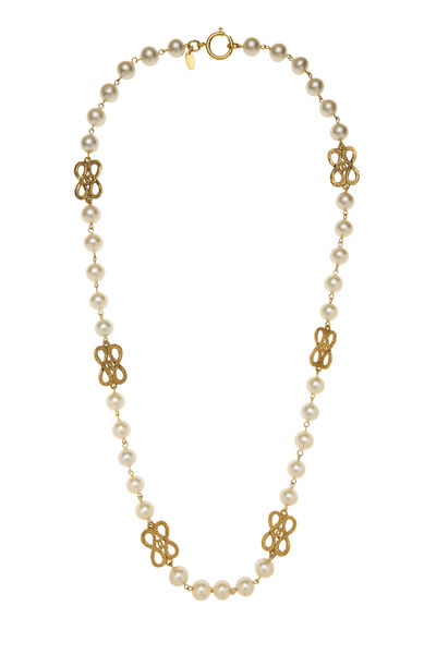 Gold & Faux Pearl Infinity Necklace