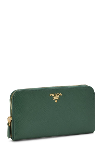 Green Saffiano Zip Around Wallet, , large