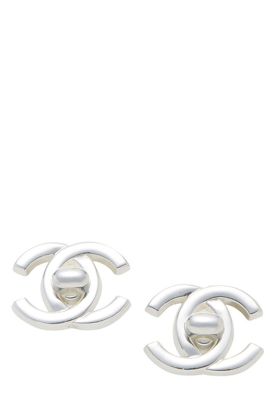 Silver 'CC' Turnlock Earrings Small, , large image number 1
