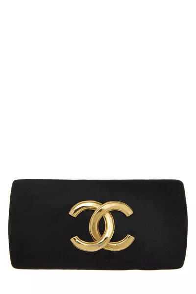 Black Satin 'CC' Barrette 