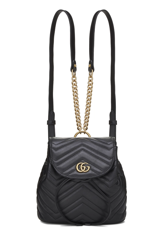 Black Leather GG Marmont Backpack Small, , large image number 0