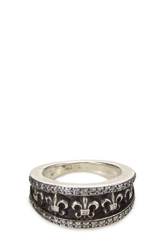 Sterling Silver Diamond Fleur-de-lis Band, , large image number 1