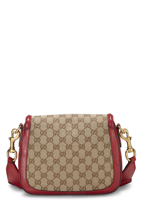 Gucci Red Original GG Canvas Lady Web Shoulder Bag Small QFB1I12BRH000