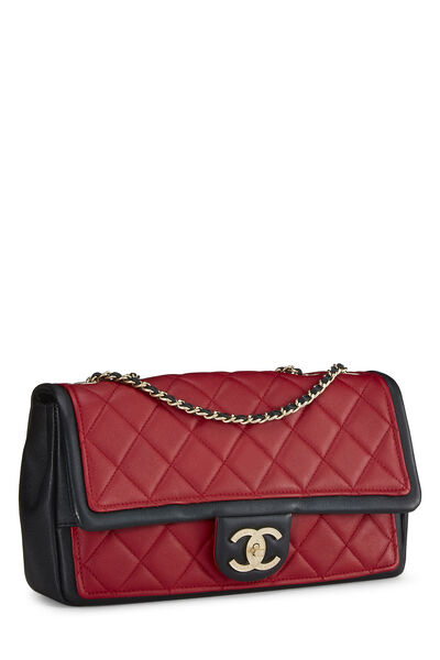 Red & Black Quilted Lambskin Graphic Flap Medium, , large