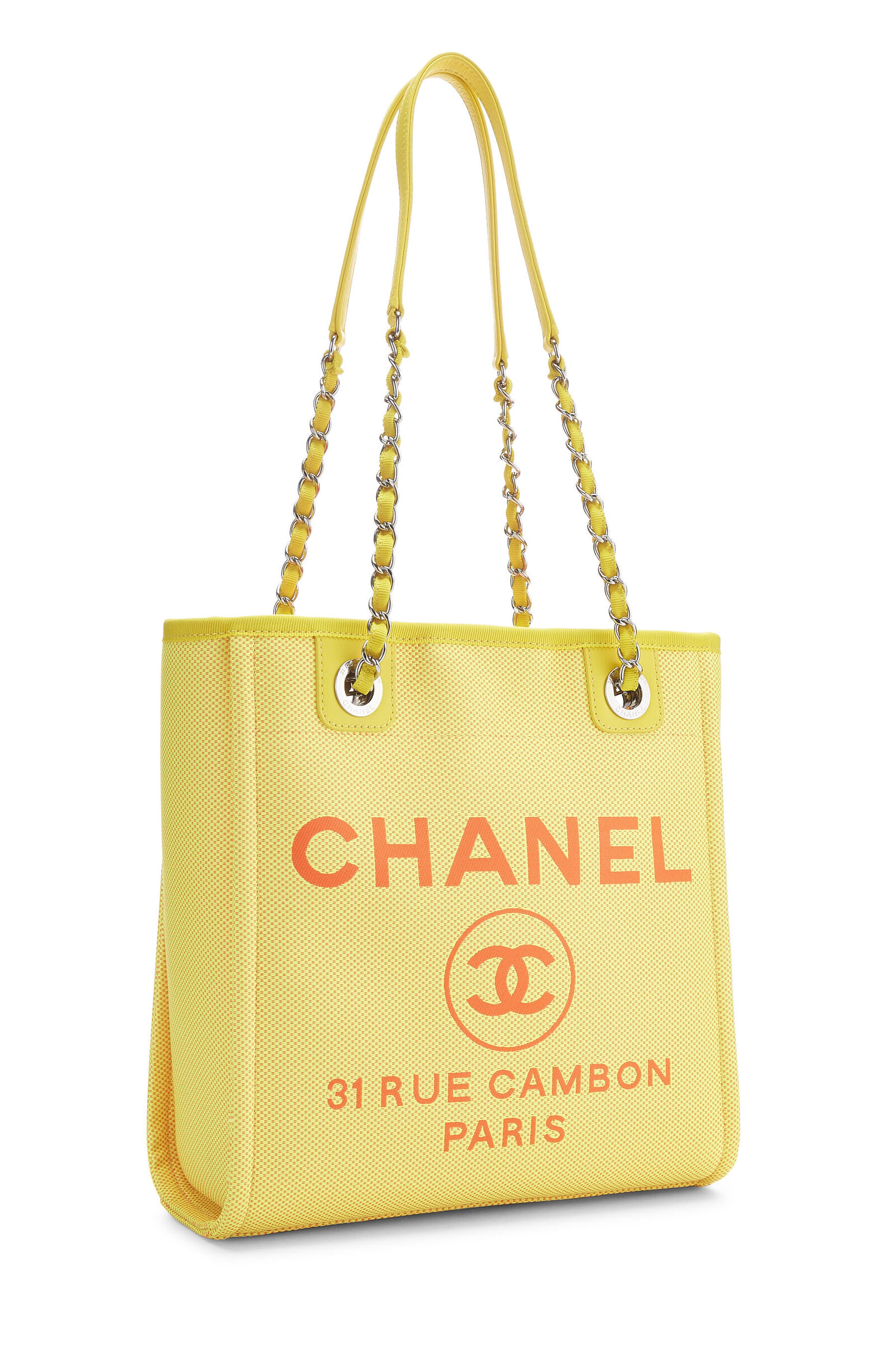 Shop Chanel Yellow Canvas Deauville Tote Small Q6B06A0EYH001 | WGACA