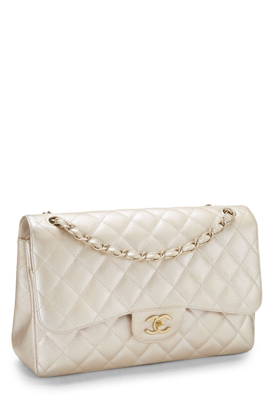 Beige Quilted Caviar New Classic Double Flap Jumbo, , large image number 1