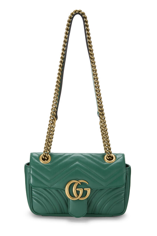 Green Leather GG Marmont Shoulder Bag Mini, , large image number 0