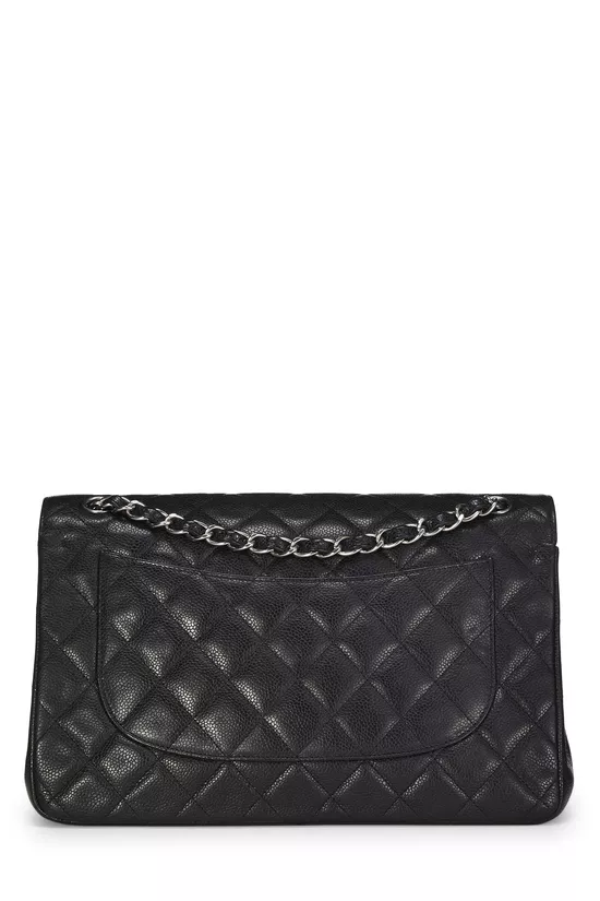 Black Quilted Caviar New Classic Double Flap Jumbo, , large image number 3