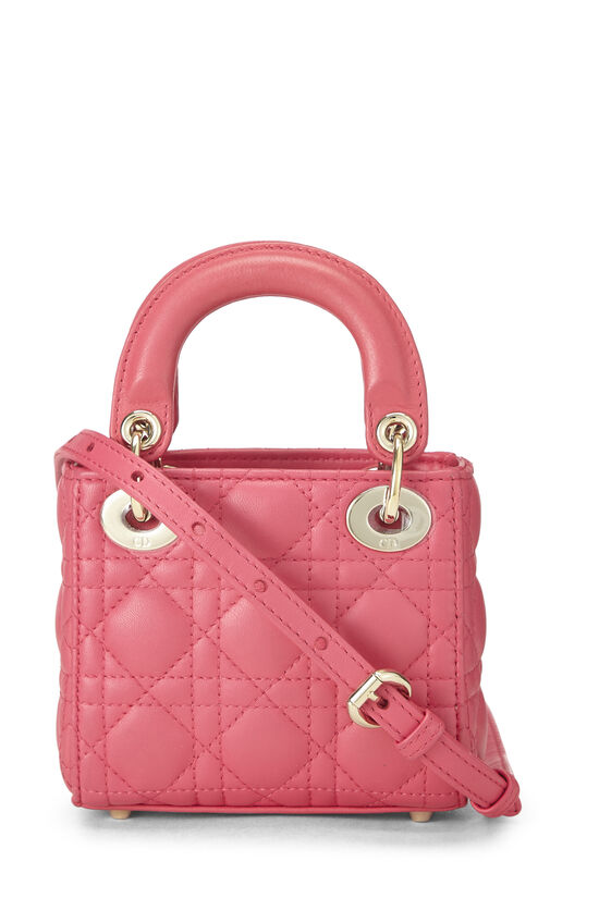 Pink Lambskin Leather Lady Dior Micro, , large image number 3