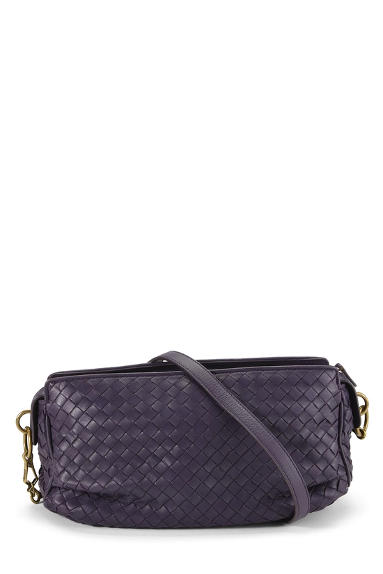 Purple Intrecciato Leather Crossbody Small, , large image number 3