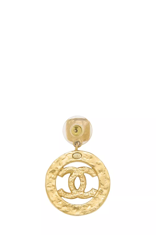 Gold 'CC' Circle Dangle Earrings, , large image number 1