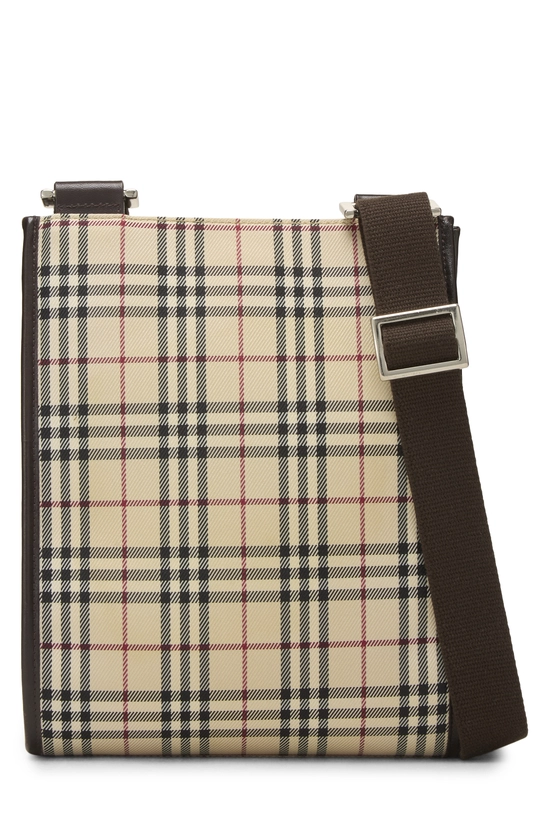 Brown Nylon Check Crossbody Bag, , large image number 3