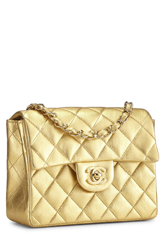 Gold Quilted Lambskin Square Flap Bag, , large image number 1