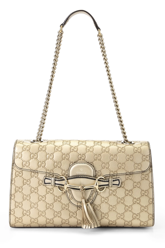 Gold Guccissima Leather Emily Chain Shoulder Bag, , large image number 0