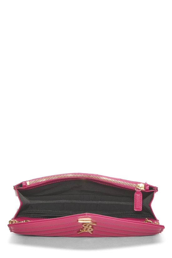 Pink Grained Calfskin Envelope Wallet On Chain (WOC), , large image number 5