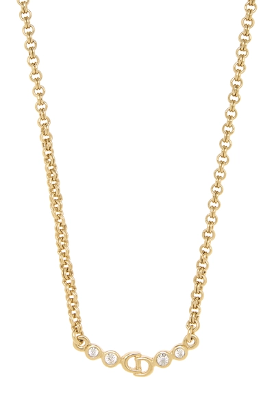 Gold Crystal 'CD' Necklace, , large