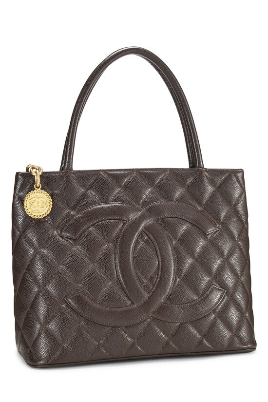 Brown Quilted Caviar Medallion Tote, , large image number 1