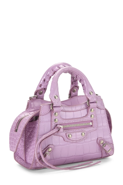 Purple Embossed Calfskin Neo Classic City Nano, , large