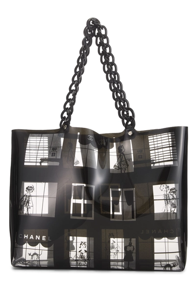 Chanel Black Vinyl Coco Window Tote