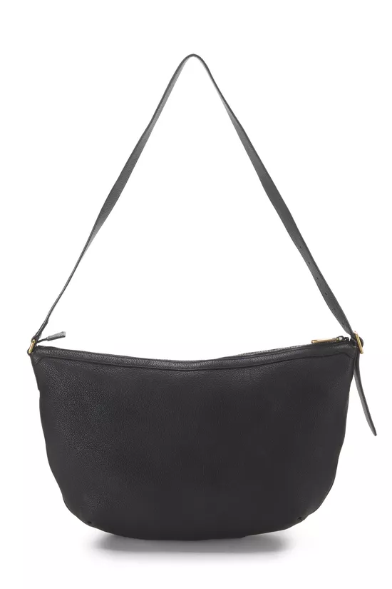 Black Leather Logo Half Moon Hobo, , large image number 3