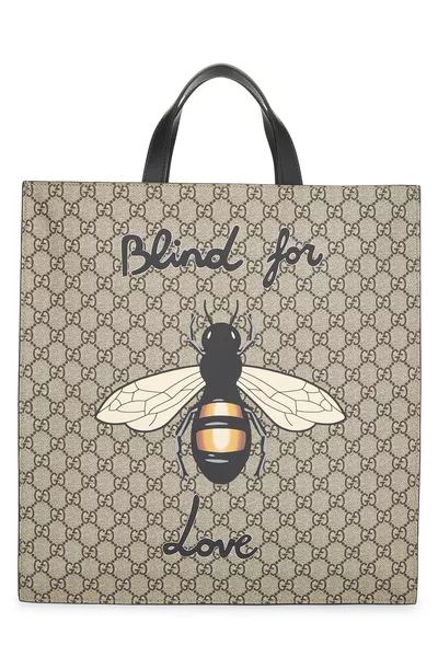 Black GG Supreme Canvas "Blind For Love" 2Way Tote Large