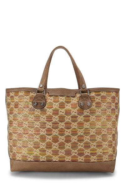 Gucci Brown GG Libeccio Raffia Sunset Tote Large