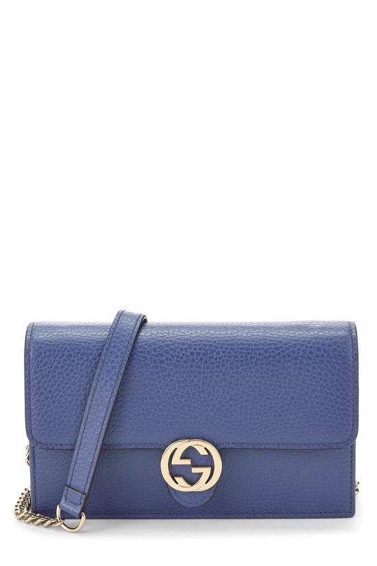 Blue Leather Interlocking Wallet On Chain (WOC) Small, , large image number 0