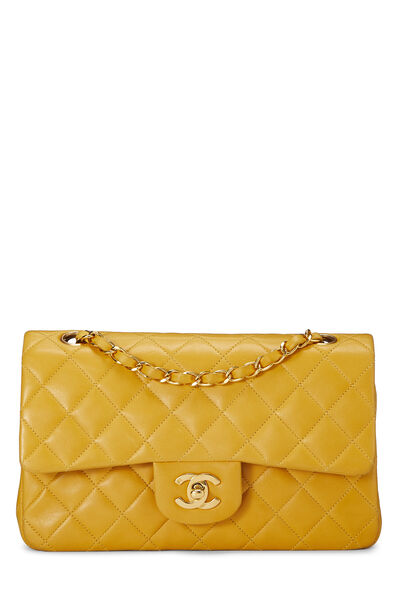 Yellow Quilted Lambskin Classic Double Flap Small