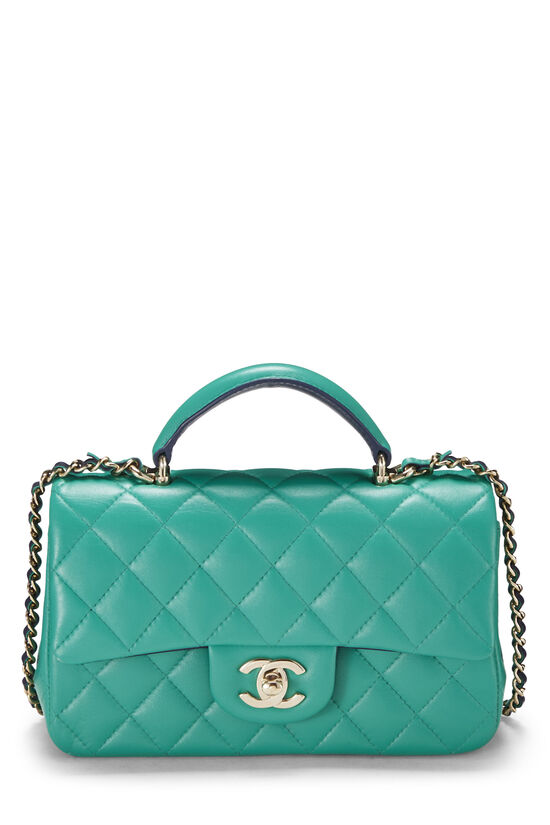 Green Lambskin Top Handle Flap Bag Mini, , large image number 1