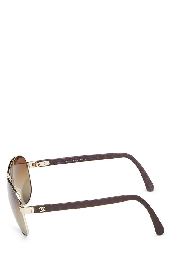 Gold Polarized Aviator Sunglasses, , large image number 4