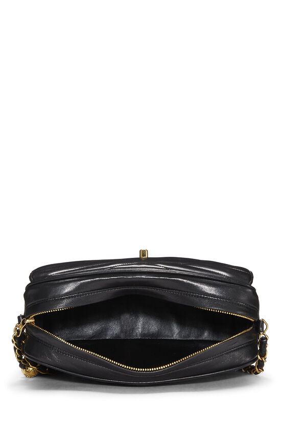 Chanel Black Chevron Lambskin Pocket Camera Bag Medium