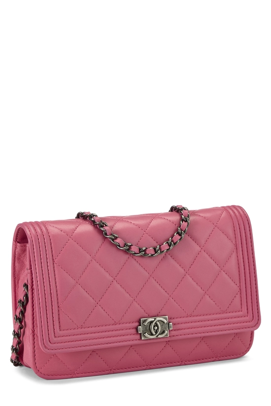 Pink Lambskin Boy Wallet on Chain (WOC), , large image number 1