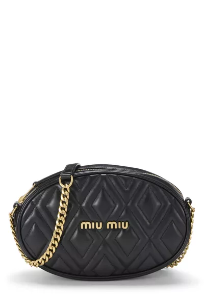Black Calfskin Diamond Quilted Shoulder Bag