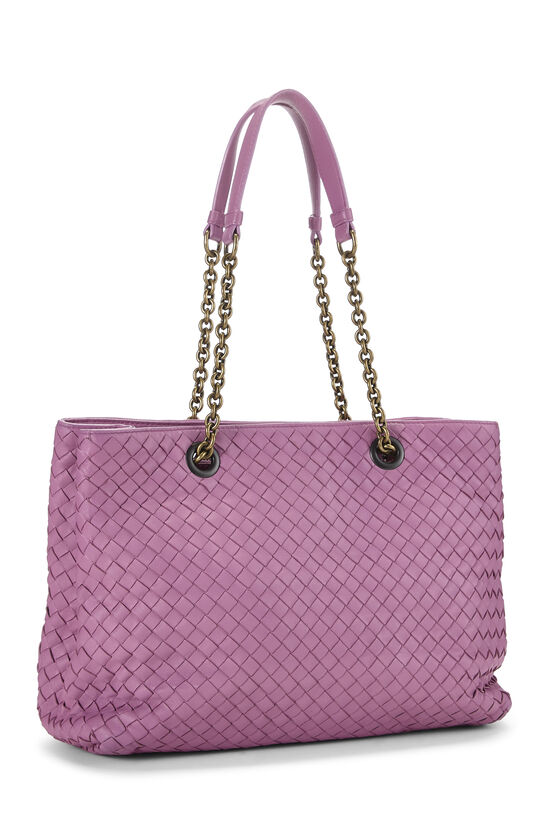 Purple Intrecciato Leather Chain Tote Medium, , large image number 1