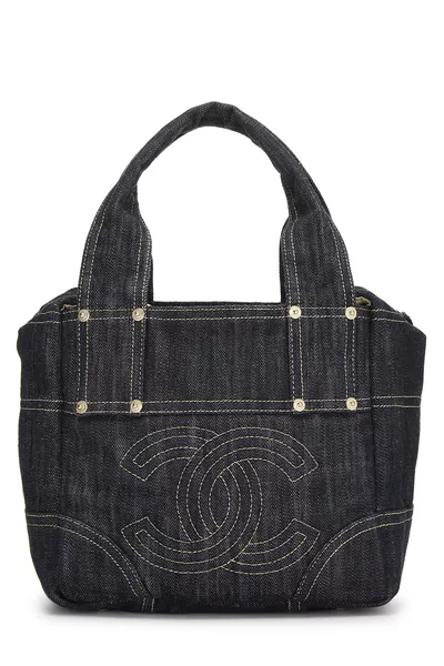 Blue Denim 'CC' Handbag